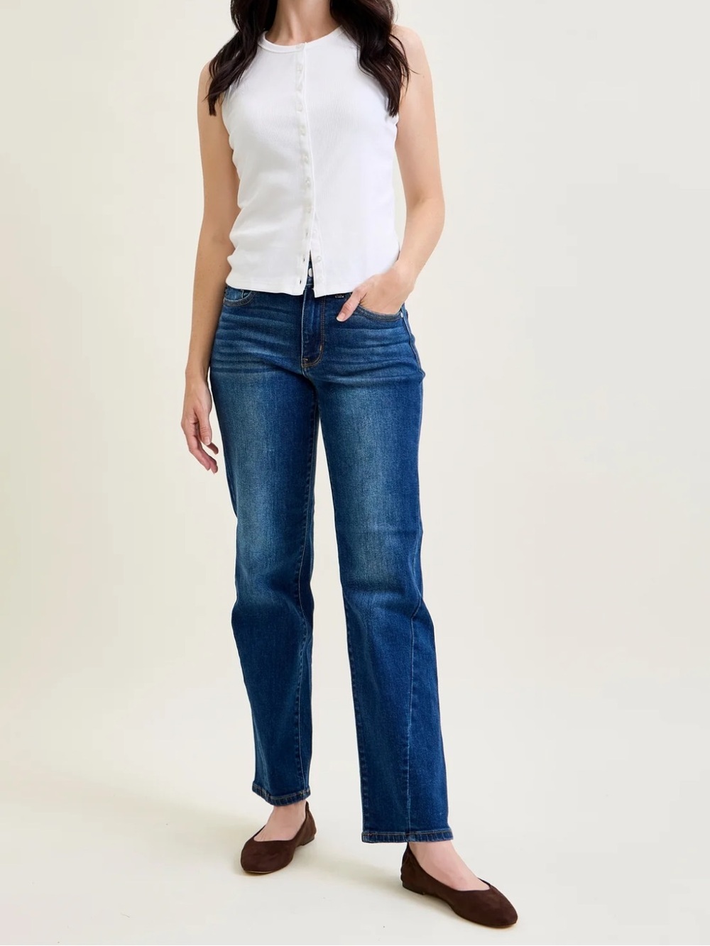 NWT Judy Blue‎ Kimberly Side Seam Detail Straight Jeans SZ 1/25